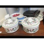 Various Portmeirion china, binoculars in carrying