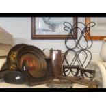 Various collectable metal ware including shoe last