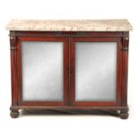 AN EARLY 19TH CENTURY ROSEWOOD CABINET IN THE MANNER OF GILLOWS having a thick cut veined marble