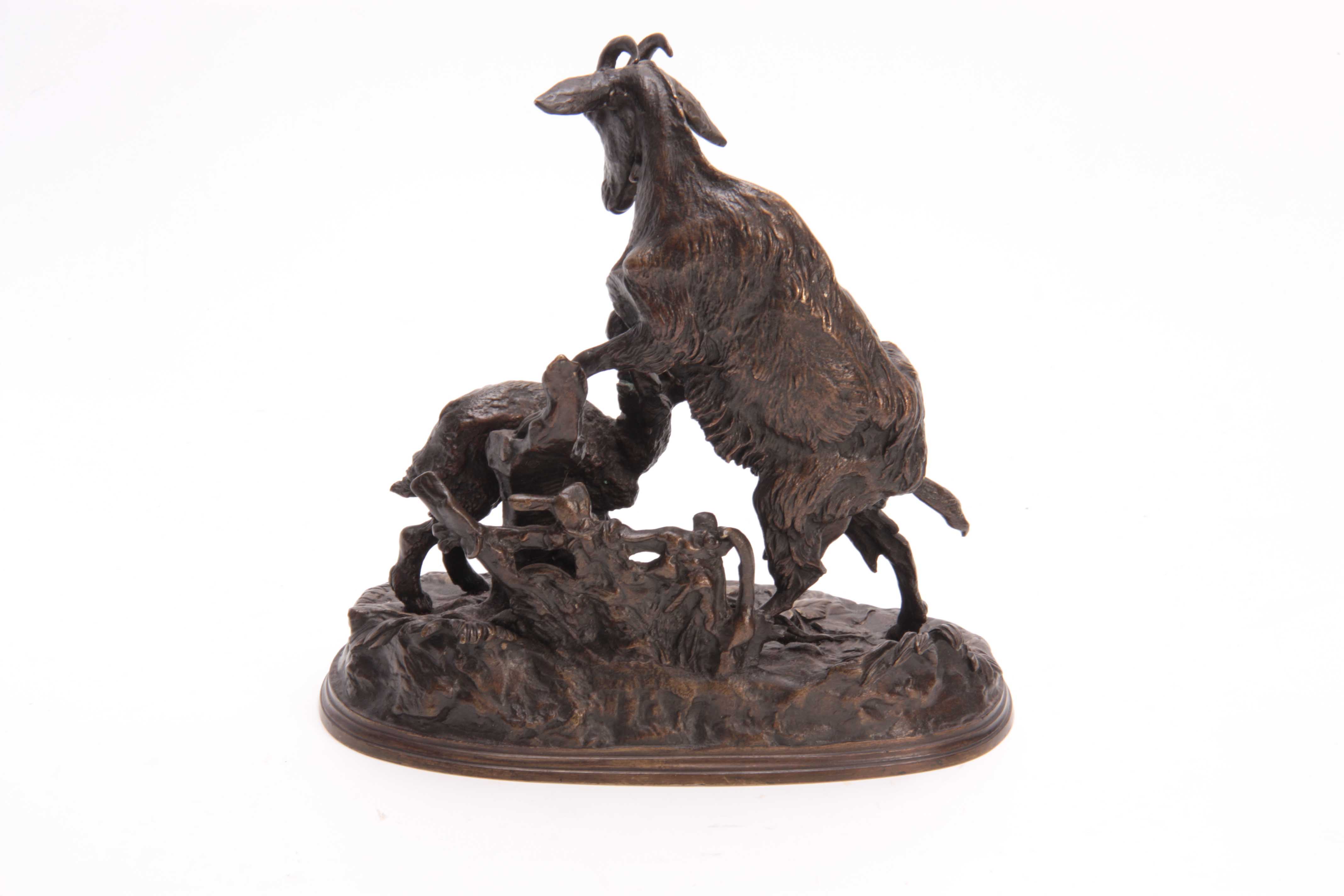 PIERRE-JULES MENE A LATE 19th CENTURY FRENCH PATINATED BRONZE GROUP modelled as a nanny goat with - Image 5 of 5