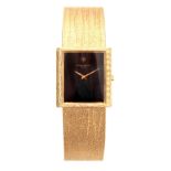 A VINTAGE 18CT GOLD VACHERON CONSTANTIN GENTLEMANS WRISTWATCH with a square black onyx dial with
