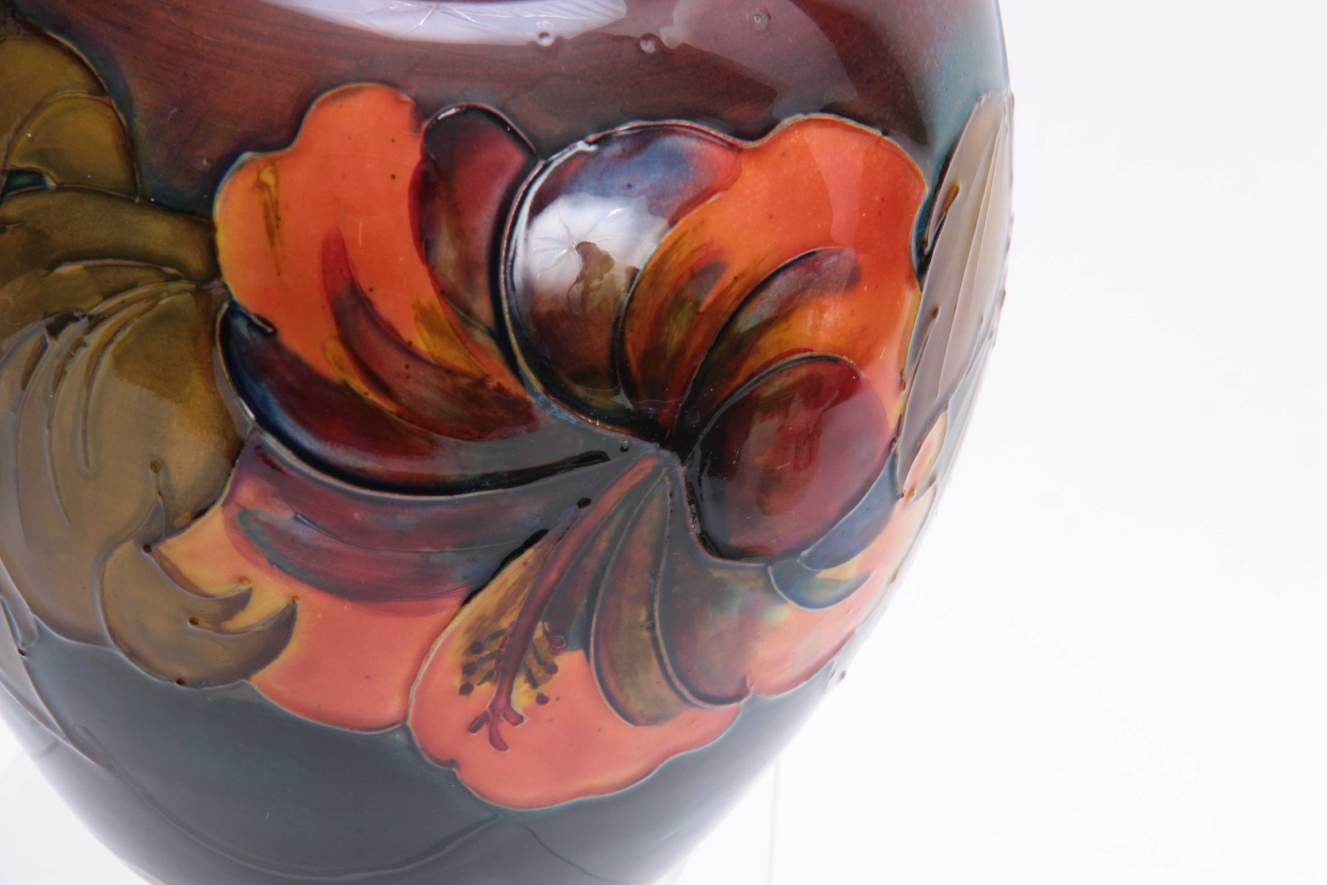 A WALTER MOORCROFT LARGE BULBOUS GINGER JAR AND COVER with colourful tube lined decoration of - Image 3 of 6