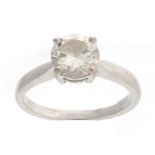 A .750 WHITE GOLD SQUARE CLAW SET SOLITAIRE DIAMOND RING approx 1.8ct