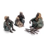 ATT. FRANZ BERGMAN AN EARLY 20th CENTURY AUSTRIAN COLD PAINTED BLACKAMOOR BRONZE GROUP modelled as