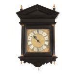 AN EARLY 18th CENTURY 9" DIAL 30-HOUR LONGCASE CLOCK MOVEMENT in later ebonized hooded wall case,
