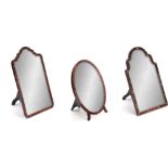 A TRIO OF EARLY 20th CENTURY TORTOISESHELL TABLE STANDING MIRRORS of various shapes and sizes, the