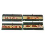 A SET OF FOUR LATE 19th CENTURY PAINTED PINE STABLE SIGNS each with the name of a horse with brass