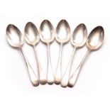 A SET OF 6 GEORGE V PLAIN OLD ENGLISH PATTERN SILVER TEASPOONS Sheffield 1922 106gms