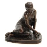 SUSSE FRERES A LATE 19TH CENTURY BRONZE SCULPTURE depicting a side view of a kneeling partly