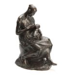 CONSTANTIN EMILE MEUNIER (1831 - 1905.) A LATE 19th CENTURY PATINATED BRONZE SCULPTURE modelled as a