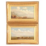 M. MAOUS. A PAIR OF 19th CENTURY OIL ON PANELS. A coastal scene of Normandie and a country scene