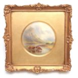 A ROYAL WORCESTER PAINTED PORCELAIN PLAQUE, BY JOHN STINTON the convex circular plaque painted