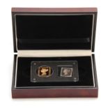 A CASED 1OZ GOLD PENNY BLACK COMMEMORATIVE COIN 175th-anniversary limited edition .999.24ct weight