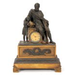 AN IMPRESSIVE FRENCH 19TH CENTURY BRONZE AND GILT BRASS MANTEL CLOCK OF LARGE SIZE with stepped