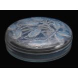 R LALIQUE AN EARLY 20TH CENTURY OPALESCENT SHALLOW BOWL AND COVER 'CLEONES' of SCARABEES the