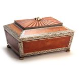A FINE 19TH CENTURY VIZAGAPATAM ANGLO INDIAN IVORY AND SANDALWOOD JEWELLERY CASKET with gadrooned