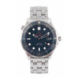 A GENTLEMAN'S STEEL OMEGA SEAMASTER DIVERS WATCH on original steel bracelet, the watch has a