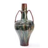 A MASSIVE LATE 19TH CENTURY LINTHORPE TWO-HANDLED SHOULDERED TAPERING VASE OF EXHIBITION QUALITY