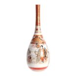 A JAPANESE KUTANI WARE OVOID BOTTLE VASE with gilt over-decorated terracotta neck and shouldered