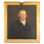 A GEORGE II PORTRAIT. OIL ON CANVAS. with plaque on frame reading "Abraham Rawlinson of Lancaster,