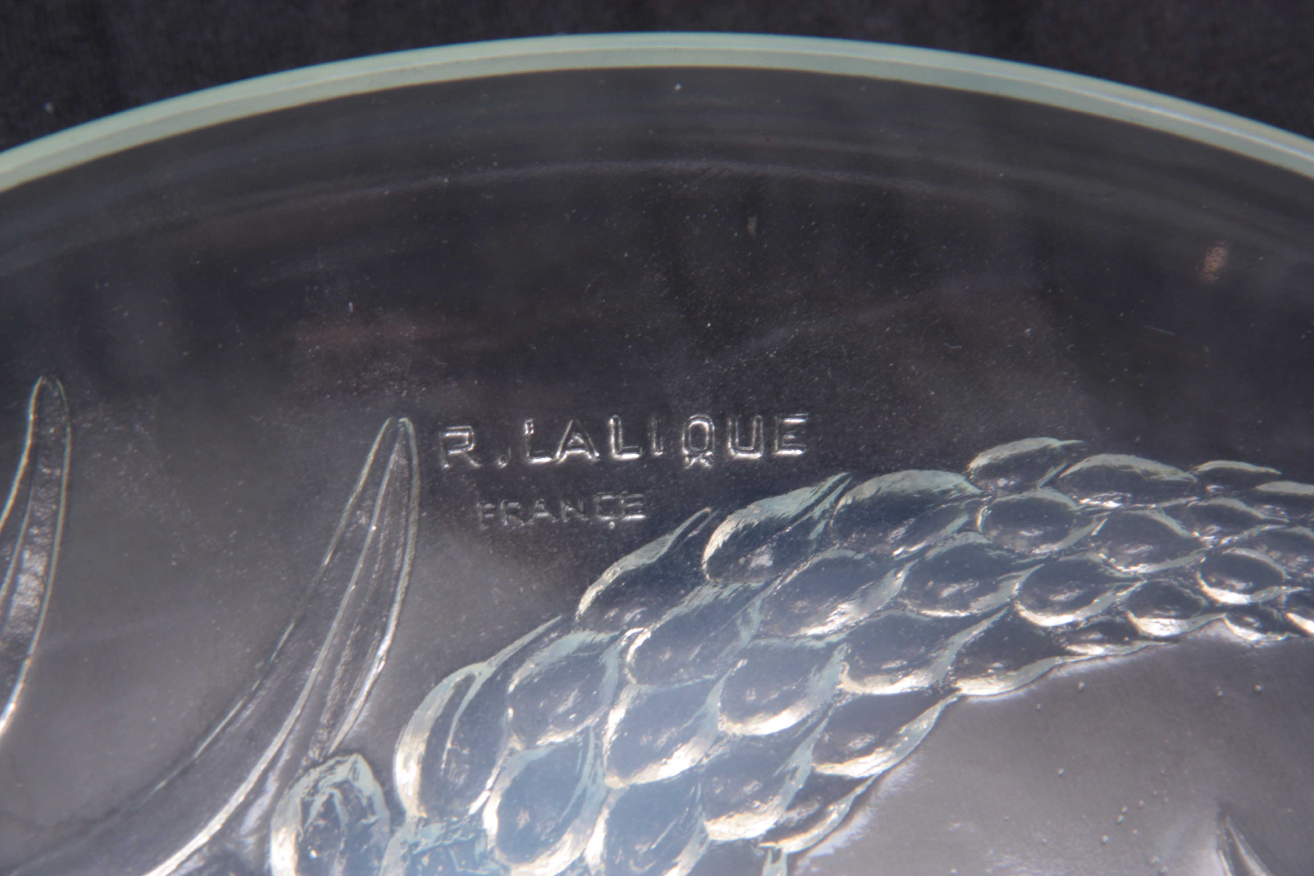 R LALIQUE FRANCE AN EARLY 20TH CENTURY RELIEF MOULDED OPALESCENT SHALLOW BOWL 'VERONIQUE' with - Image 2 of 4