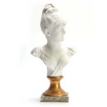 A 19TH CENTURY PARIANWARE BUST OF A YOUNG LADY signed to reverse B NELSON; on gilt socle and