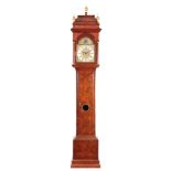 JOHN MAY, LONDON A GEORGE I BURR WALNUT LONGCASE CLOCK having a caddy top above pierced sound