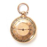 A 19th CENTURY 18CT GOLD OPEN FACE POCKET WATCH the dial having a floral mixed metal border and
