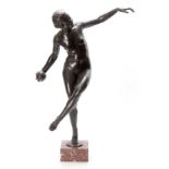 AFTER LUCIEN CHARLES EDOUARD ALLIOT. A 20TH CENTURY ART DECO STYLE BRONZE SCULPTURE OF LARGE SIZE