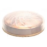 A RENE LALIQUE HOUBIGANT CIRCULAR PERFUME BOX FITTED TWO PERFUME BOTTLES the circular opalescent
