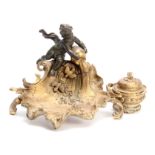 A LATE 19TH CENTURY FRENCH IN THE MANNER OF LINKE ROCOCO STYLE BRONZE AND ORMOLU INKSTAND