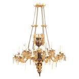 AN IMPRESSIVE REGENCY BRONZE AND ORMOLU MOUNTED HANGING LIGHT FITTING IN THE STYLE OF MESSENGER &
