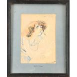 KEES VAN DONGEN 1877 - 1968. Pastel sketch titled "FEMME ASSISE" 29cm high, 20.5cm wide - mounted in