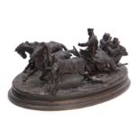 A LATE 19th CENTURY RUSSIAN BRONZE TROIKA GROUP CAST BY C.F. WOERFFEL IN ST. PETERSBURG FROM THE