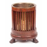 A GEORGE III FLAMED MAHOGANY AND BOXWOOD INLAID FRENCH BIEDAMIER STYLE CIRCULAR PLATE BUCKET /