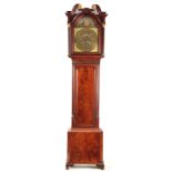 J. PERSALL, MANCHESTER AN UNUSUAL GEORGE III FIGURED MAHOGANY LONGCASE CLOCK having a swan neck