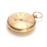 A 19th CENTURY 18CT GOLD OPEN FACE POCKET WATCH the case with embossed edge and engine turned back