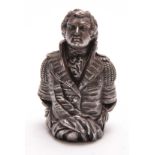 A CAST WHITE METAL SCULPTURE OF LORD NELSON 12cm high.