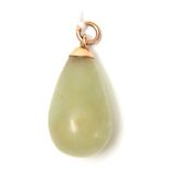 A LARGE JADE PENDANT with yellow Gold mount and hanging ring