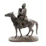 E. NAHCEPE A LATE 19TH CENTURY RUSSIAN PATINATED BRONZE SCULPTURE "Fairwell to the Cossak"