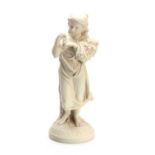 A 19TH CENTURY COPELAND PARIANWARE FIGURE AFTER R J MORRIS modelled as a standing harvest girl; on