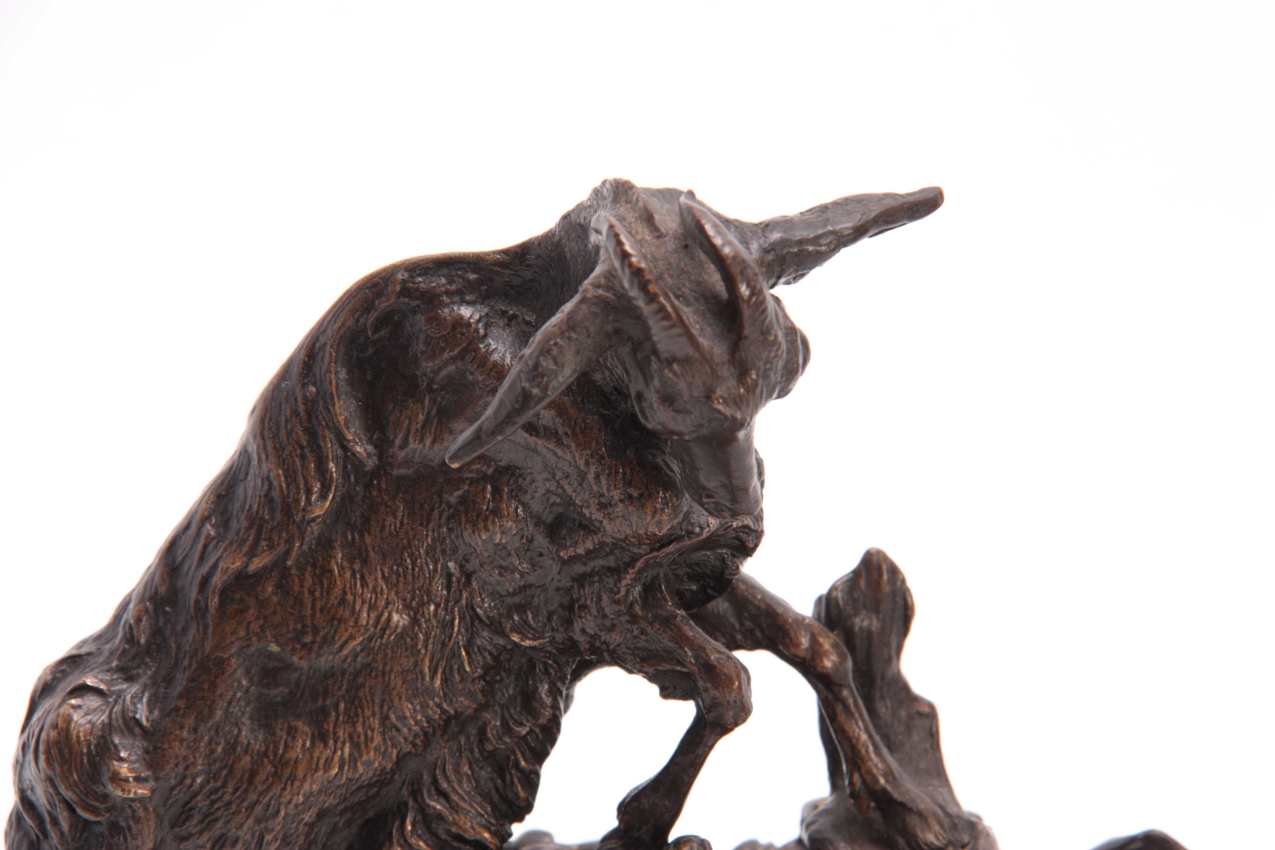 PIERRE-JULES MENE A LATE 19th CENTURY FRENCH PATINATED BRONZE GROUP modelled as a nanny goat with - Image 3 of 5