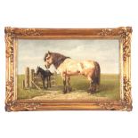 L.M. WEBB. 19th CENTURY OIL ON CANVAS. Horse and fowl in a country setting 31cm high, 53cm wide -