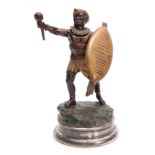 A LATE 19th CENTURY COLD PAINTED FIGURAL INKWELL modelled as an African warrior with hinged head