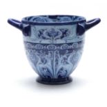 AN IMPRESSIVE JAS. MACINTYRE FLORIAN WARE WILLIAM MOORCROFT LARGE TWO-HANDLED JARDINIERE of footed