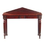 AN EALY 19th CENTURY FIGURED MAHOGANY GILLOWS STYLE SERVING TABLE stamped to the drawer "M. WILLSON,