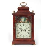 JOHN LOMAX, BLACKBURN. A GEORGE III MAHOGANY AUTOMATION BRACKET CLOCK with bell top case