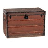 E. GOYARD AINE, PARIS. A 19TH CENTURY FRENCH STEAMER TRUNK with original trays and label to the