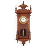 AN EARLY 20th CENTURY WALNUT CASED 400 DAY WALL CLOCK SIGNED JAHRESUHR the Vienna style case with