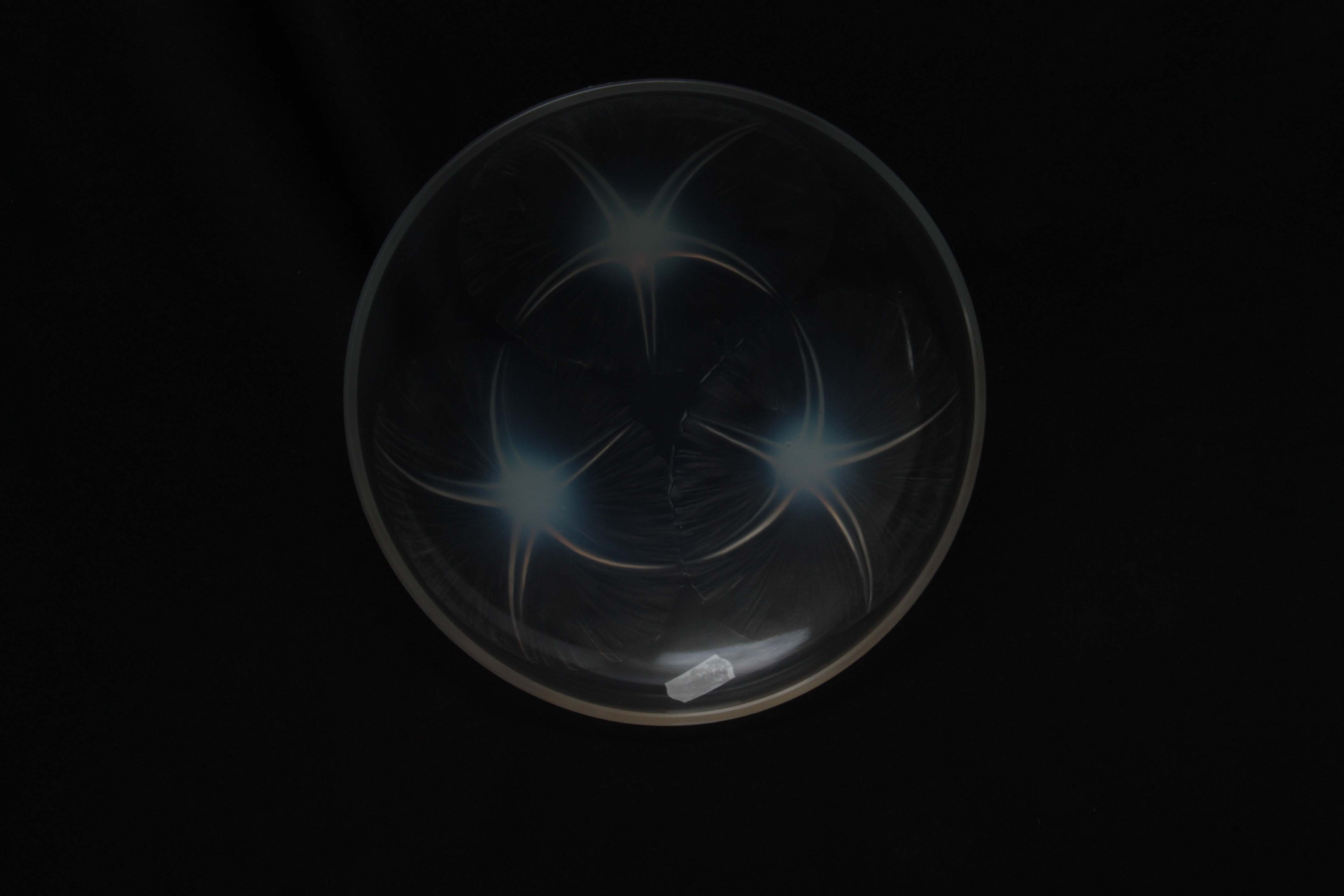 A R LALIQUE VOLUBILIS OPALESCENT GLASS DISH having Lily designs to the centre, signed with impressed - Image 4 of 10